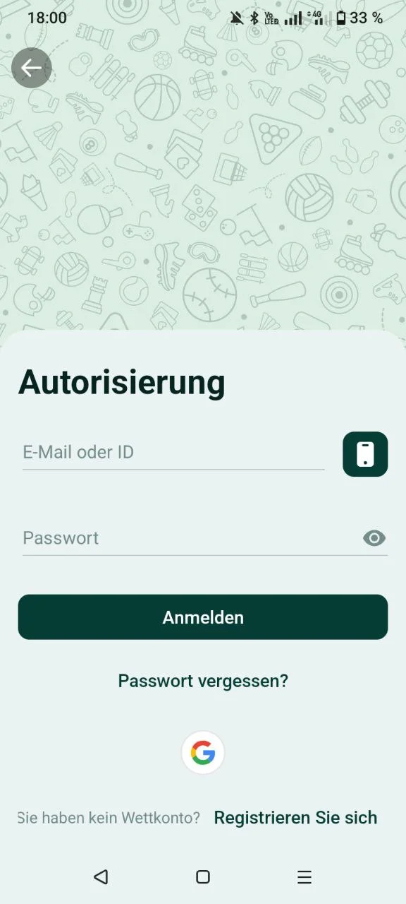 SpinBetter Mobile App Login-Screen