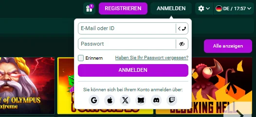 SpinBetter Login-Fenster auf dem Desktop